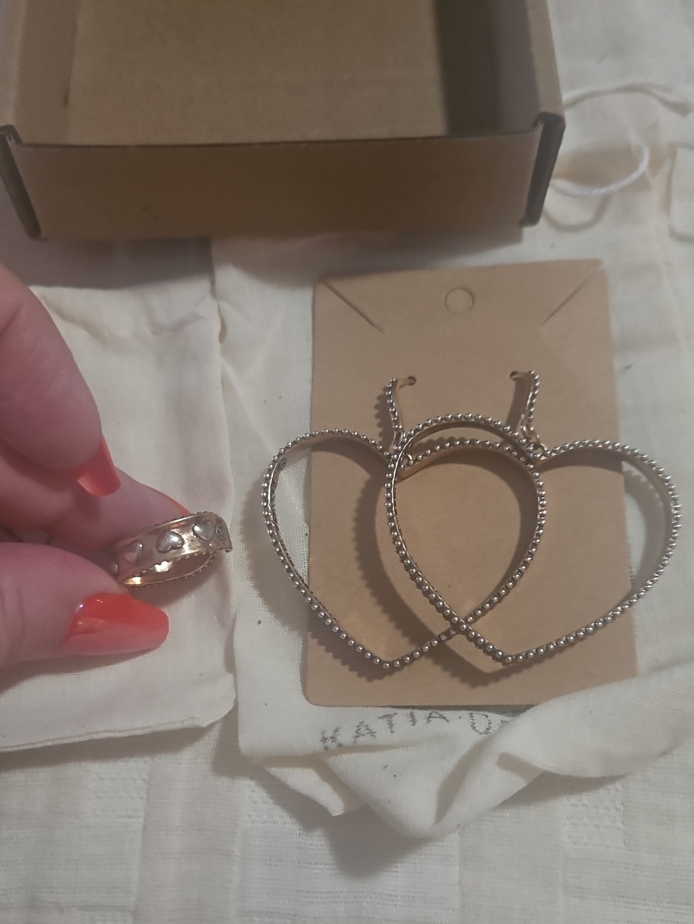 Katia Designs Heart Earrings And Ring Set